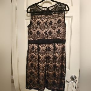 Black lace over nude size 14 dress